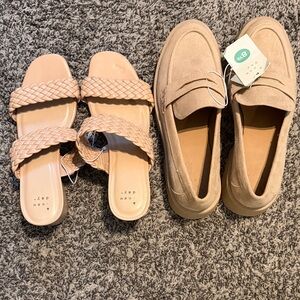 a new day Women's Beige Flats with a small heel and Loafers